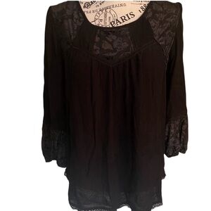 NWT Mason&Belle Black Tempesta Detail 3/4 Sleeve Blouse - Size Large